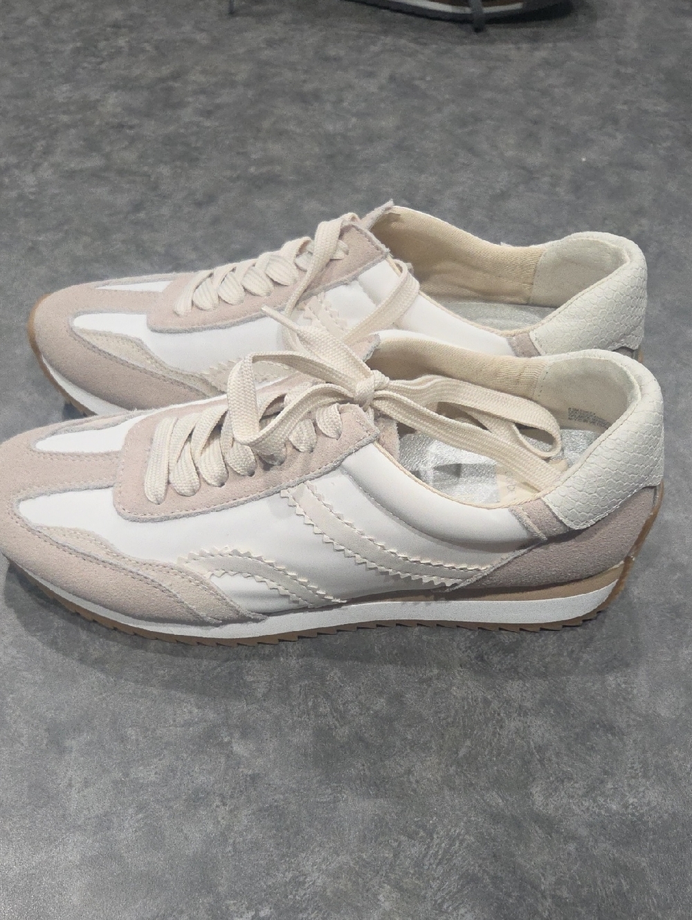 Dolce Vita Beige and White Women’s Lace-Up Sneakers